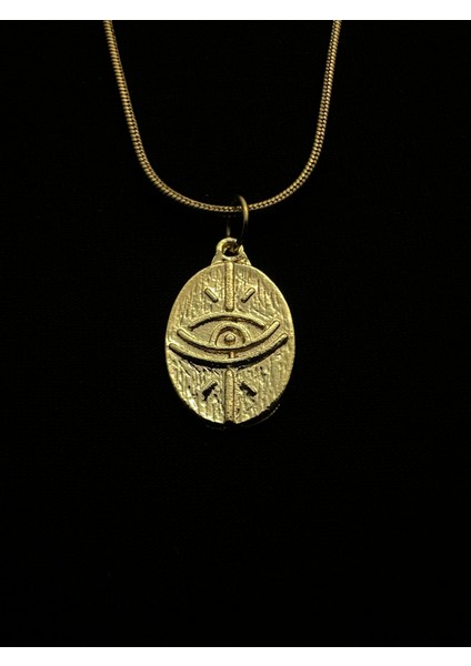 Altın Kaplama Çelik Zincirli Minimal Göz Kolye 45+5 cm