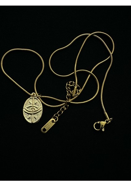 Altın Kaplama Çelik Zincirli Minimal Göz Kolye 45+5 cm fiyatları