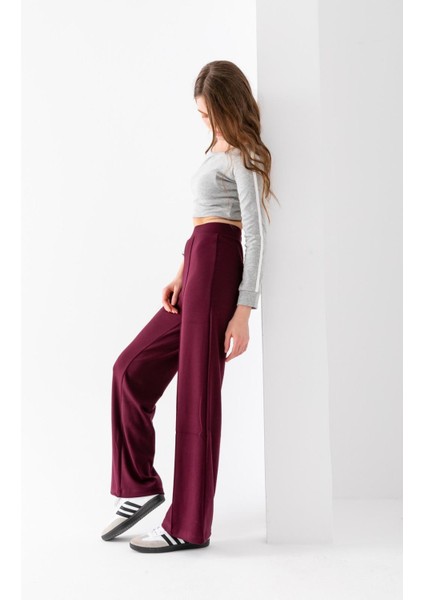 Kadın Bol Paça Modal Kumaş Tayt Pantolon Yumuşak Dokulu Likralı Önü Nevürlü Geniş Kalıp fiyatları