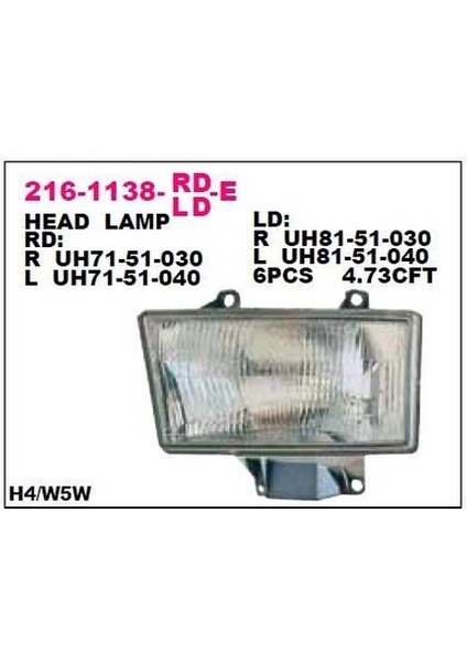 Mazda B2500 Pikap 00-02 Ön Far Lambası Sol Depo 2161138