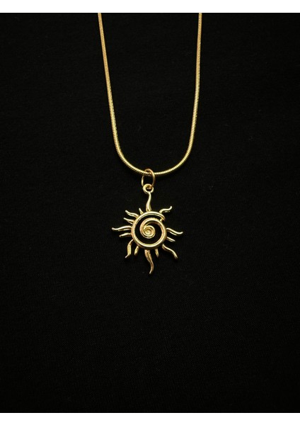 Altın Kaplama Çelik Zincirli Güneş Kolye 45+5 cm