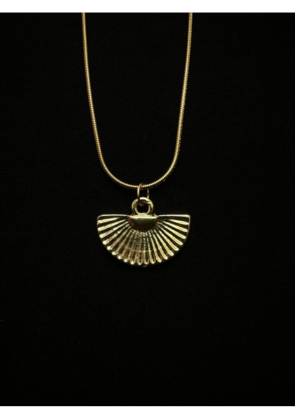 Altın Kaplama Çelik Zincirli Yelpaze Kolye 45+5 cm