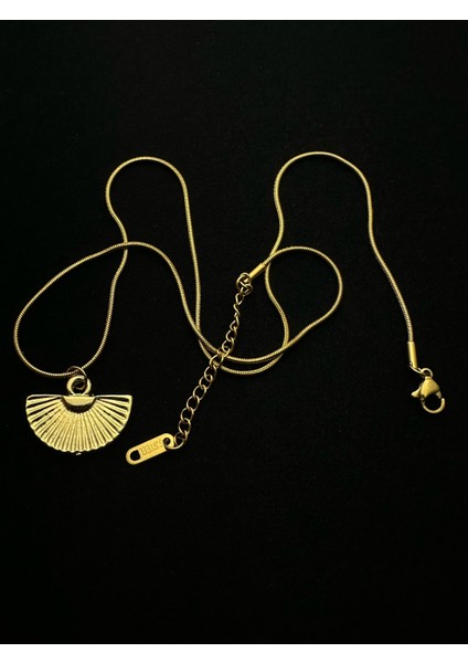 Altın Kaplama Çelik Zincirli Yelpaze Kolye 45+5 cm fiyatları