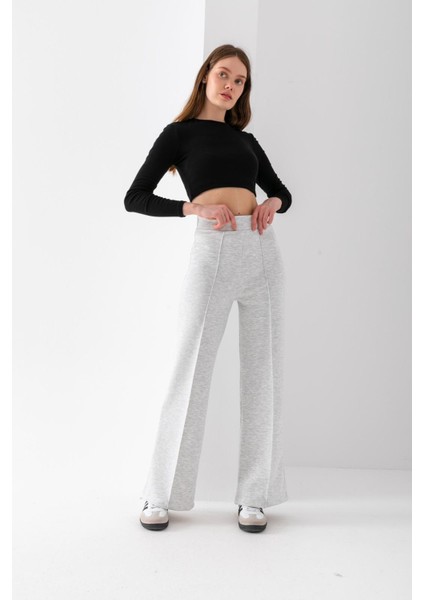 Kadın Bol Paça Modal Kumaş Tayt Pantolon Yumuşak Dokulu Likralı Önü Nevürlü Geniş Kalıp fırsatları