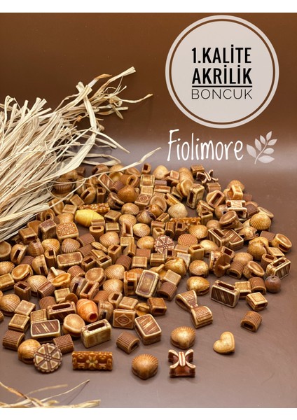 Akrilik Boncuk (50 Gram 105-120 Adet) Farklı Desen-Farklı Ölçü-Karışık-Aksesuar-Renkli-Çeşit