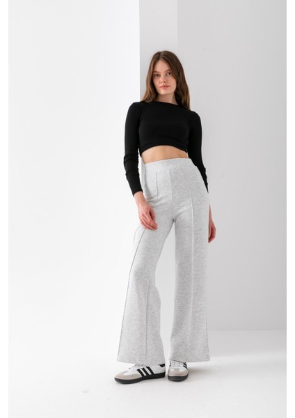 Kadın Bol Paça Modal Kumaş Tayt Pantolon Yumuşak Dokulu Likralı Önü Nevürlü Geniş Kalıp indirimleri