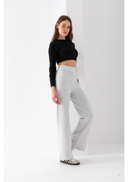 Kadın Bol Paça Modal Kumaş Tayt Pantolon Yumuşak Dokulu Likralı Önü Nevürlü Geniş Kalıp