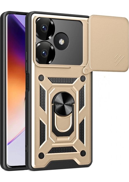 Xiaomi Redmi 13 4g Kılıf Pars Lens Yüzüklü Silikon - Gold