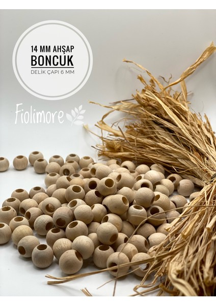 14 mm Ahşap Boncuk (50 gr 47 Adet)Geniş Delik Çapı 6 mm Makrome Çanta Bileklik Takı Renkli
