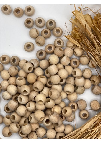 14 mm Ahşap Boncuk (50 gr 47 Adet)Geniş Delik Çapı 6 mm Makrome Çanta Bileklik Takı Renkli fiyatları