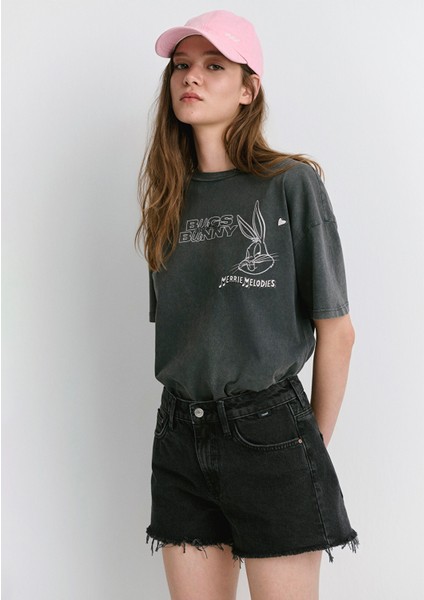 Rosie 90lar Yırtıklı Antrasit Jean Şort 1447481224