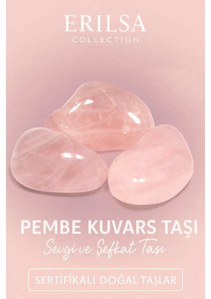 Sertifikalı Tamburlanmış Pembe Kuvars Taşı Kütle 30-35 mm – Sevgi ve Şefkatin Taşı