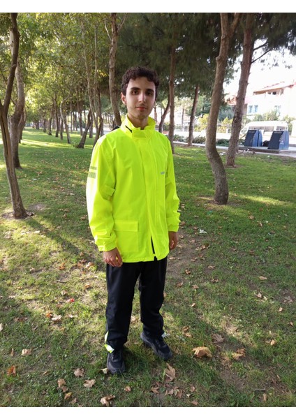 Moto GB Neon Motosiklet Yağmurluğu Outdoor Yağmurluk Cepli File Astarlı Kapşonlu Hafif Su Geçirmez Alt Üst Takım Motorcu Yağmurluk Orjinal Kadın Erkek fırsatları