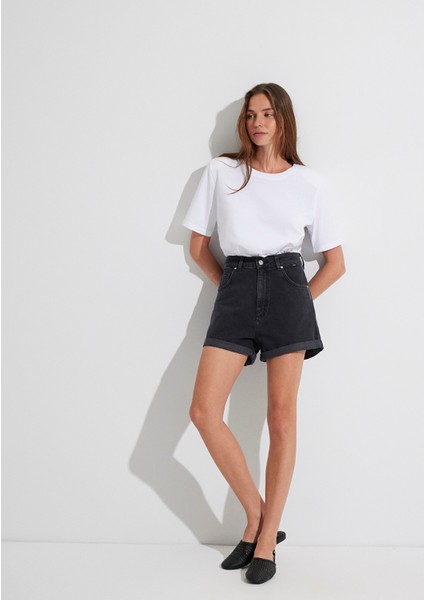 Clara 90lar Antrasit Jean Şort 1450181234