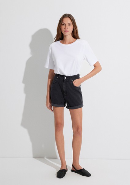 Clara 90lar Antrasit Jean Şort 1450181234