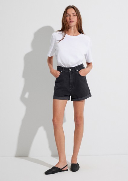 Clara 90lar Antrasit Jean Şort 1450181234