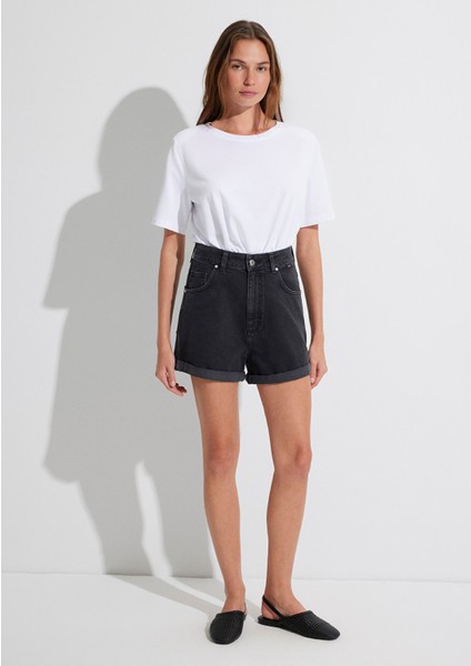 Clara 90lar Antrasit Jean Şort 1450181234