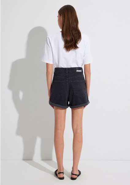 Clara 90lar Antrasit Jean Şort 1450181234