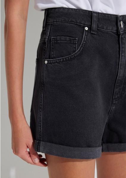 Clara 90lar Antrasit Jean Şort 1450181234