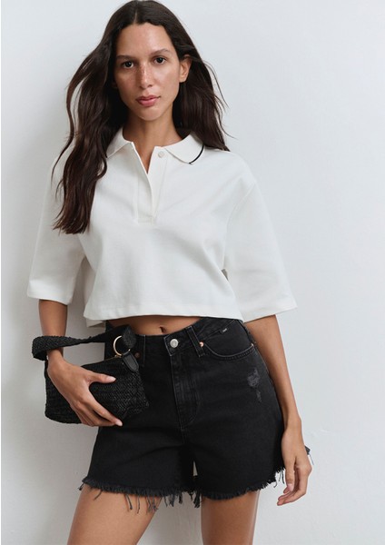 Millie 90lar Antrasit Jean Şort 1458981230