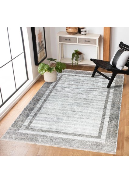 Gri Çerçeveli Modern Etnik Desenli Halı | Makinada Yıkanabilir | Hav Toz Vermez | Leke Tutmayaz | Kaymaz Taban | Dijital Makine Baskı | Salon Yolluk Mutfak Halısı modelleri