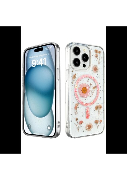 iPhone 15 Pro Kılıf Daisy Simli Magsafe Kapak