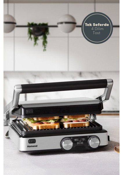 Paslanmaz Çelik Döküm Plakalı Tost ve Izgara Makinesi, Sağlam ve Şık Tasarım