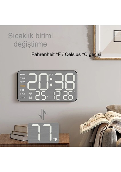 Kumandalı LED Dijital Duvar Saati Geri Sayım Özellikli Otomatik Parlaklık Alarm Tarih ve Sıcaklık fırsatları
