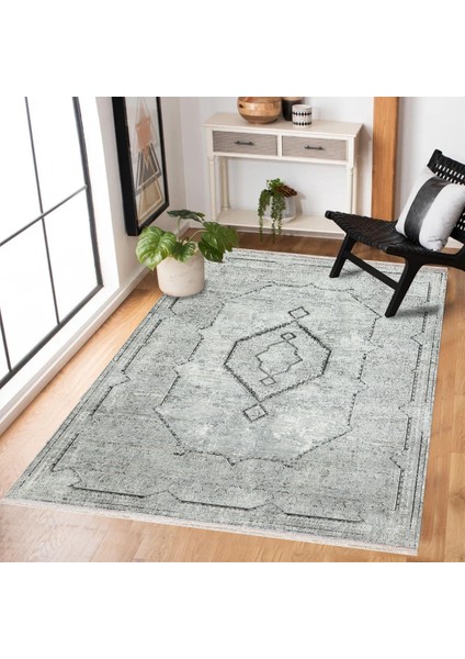 Gri Göbekli Modern Etnik Desenli Halı | Makinada Yıkanabilir | Hav Toz Vermez | Leke Tutmayaz | Kaymaz Taban | Dijital Makine Baskı | Salon Yolluk Mutfak Halısı fırsatları