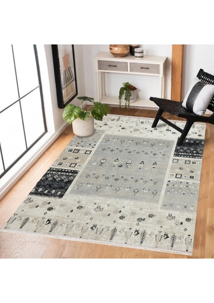 Krem Soyut Modern Etnik Desenli Halı | Makinada Yıkanabilir | Hav Toz Vermez | Leke Tutmayaz | Kaymaz Taban | Dijital Makine Baskı | Salon Yolluk Mutfak Halısı fiyatları