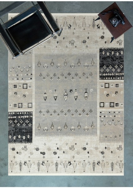 Krem Soyut Modern Etnik Desenli Halı | Makinada Yıkanabilir | Hav Toz Vermez | Leke Tutmayaz | Kaymaz Taban | Dijital Makine Baskı | Salon Yolluk Mutfak Halısı modelleri