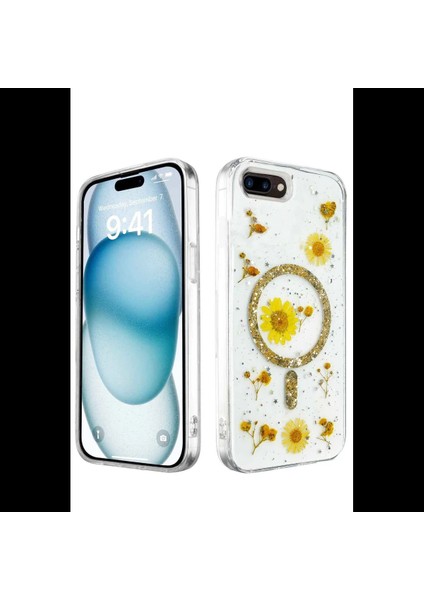 iPhone 7 Plus Kılıf Daisy Simli Magsafe Kapak