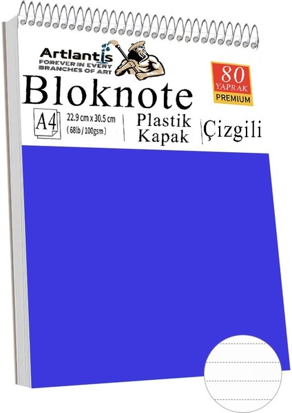 Telli Masaüstü Not Defteri Çizgili A4 1 Adet Masa Üstü Plastik Kapaklı Spiralli Bloknot Blocknote 80 Yaprak Okul Ofis