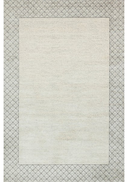Krem Çerçeveli Modern Etnik Desenli Halı | Makinada Yıkanabilir | Hav Toz Vermez | Leke Tutmayaz | Kaymaz Taban | Dijital Makine Baskı | Salon Yolluk Mutfak Halısı