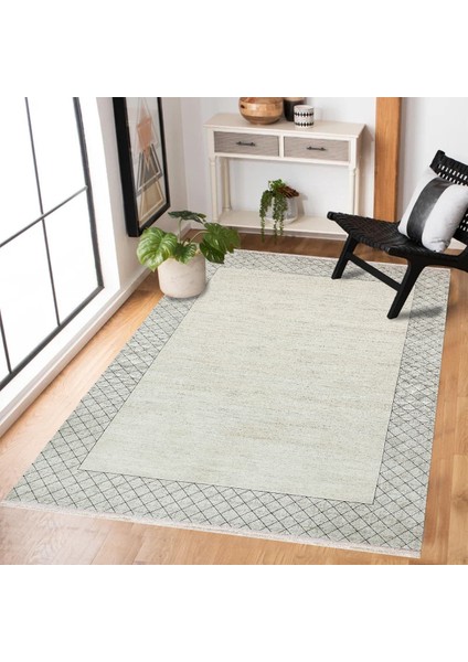 Krem Çerçeveli Modern Etnik Desenli Halı | Makinada Yıkanabilir | Hav Toz Vermez | Leke Tutmayaz | Kaymaz Taban | Dijital Makine Baskı | Salon Yolluk Mutfak Halısı modelleri