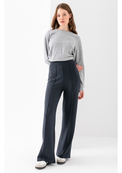 Kadın Bol Paça Modal Kumaş Tayt Pantolon Yumuşak Dokulu Likralı Önü Nevürlü Geniş Kalıp fırsatları