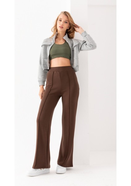 Kadın Bol Paça Modal Kumaş Tayt Pantolon Yumuşak Dokulu Likralı Önü Nevürlü Geniş Kalıp fiyatları