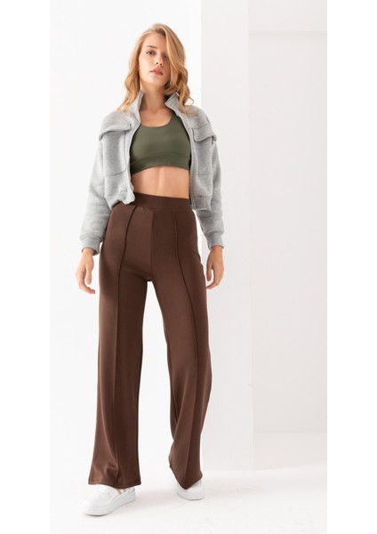 Kadın Bol Paça Modal Kumaş Tayt Pantolon Yumuşak Dokulu Likralı Önü Nevürlü Geniş Kalıp modelleri