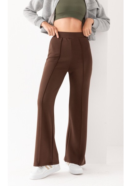 Kadın Bol Paça Modal Kumaş Tayt Pantolon Yumuşak Dokulu Likralı Önü Nevürlü Geniş Kalıp fırsatları