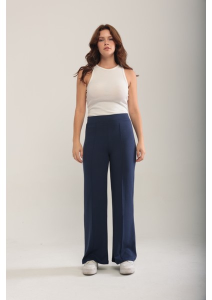 Kadın Bol Paça Modal Kumaş Tayt Pantolon Yumuşak Dokulu Likralı Önü Nevürlü Geniş Kalıp fiyatları