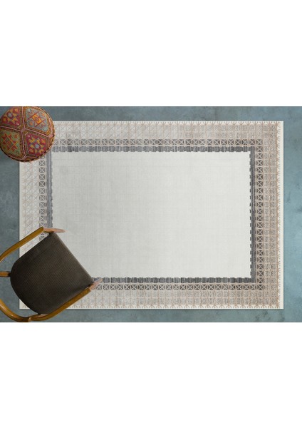 Gri Çerçeveli Modern Etnik Desenli Halı | Makinada Yıkanabilir | Hav Toz Vermez | Leke Tutmayaz | Kaymaz Taban | Dijital Makine Baskı | Salon Yolluk Mutfak Halısı fiyatları