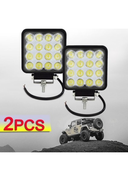 -Off Road Sis Farı - 16 LED Kare Çalışma Lambası 2 Adet