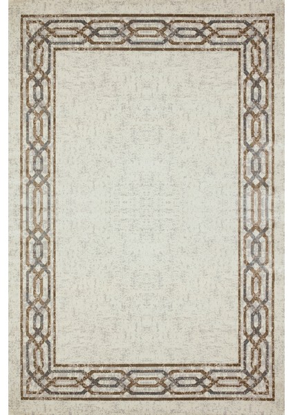 Gri Çerçeveli Modern Etnik Desenli Halı | Makinada Yıkanabilir | Hav Toz Vermez | Leke Tutmayaz | Kaymaz Taban | Dijital Makine Baskı | Salon Yolluk Mutfak Halısı