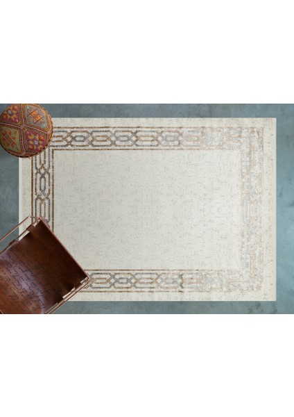 Gri Çerçeveli Modern Etnik Desenli Halı | Makinada Yıkanabilir | Hav Toz Vermez | Leke Tutmayaz | Kaymaz Taban | Dijital Makine Baskı | Salon Yolluk Mutfak Halısı modelleri