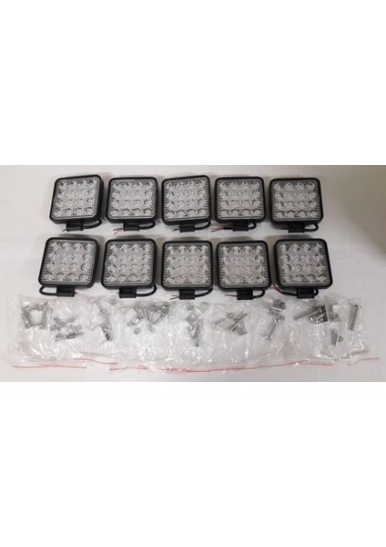 10 Adet Off Road Sis Farı Sis Lambası 16 LED Kare