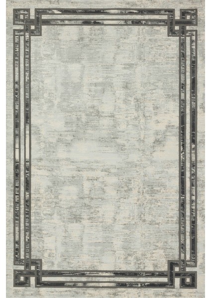 Gri Çerçeveli Modern Etnik Desenli Halı | Makinada Yıkanabilir | Hav Toz Vermez | Leke Tutmayaz | Kaymaz Taban | Dijital Makine Baskı | Salon Yolluk Mutfak Halısı