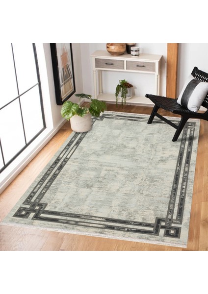 Gri Çerçeveli Modern Etnik Desenli Halı | Makinada Yıkanabilir | Hav Toz Vermez | Leke Tutmayaz | Kaymaz Taban | Dijital Makine Baskı | Salon Yolluk Mutfak Halısı fiyatları