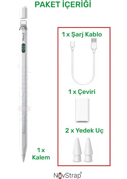 Apple iPad 7/8/9 Nesil 10.2 Inç ile Uyumlu Bluetooth Dokunmatik Tablet Kalemi BP26BL Pil Ekranlı Kısayol Tuşlu Stylus Pencil fırsatları