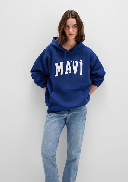 Mavi Logo Baskılı Kapüşonlu Lacivert Sweatshirt 1600361-70722