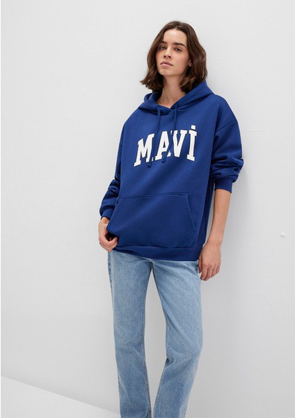 Mavi Logo Baskılı Kapüşonlu Lacivert Sweatshirt 1600361-70722